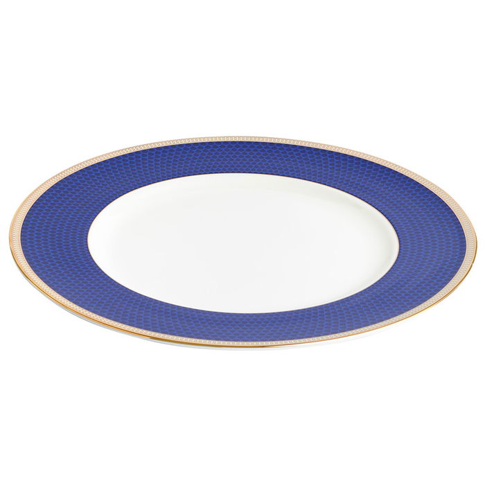 Wedgwood Plato Llano Hibiscus Blue 27 cm (4 Unidades) Apto Lavavajillas Franjas Oro 22k